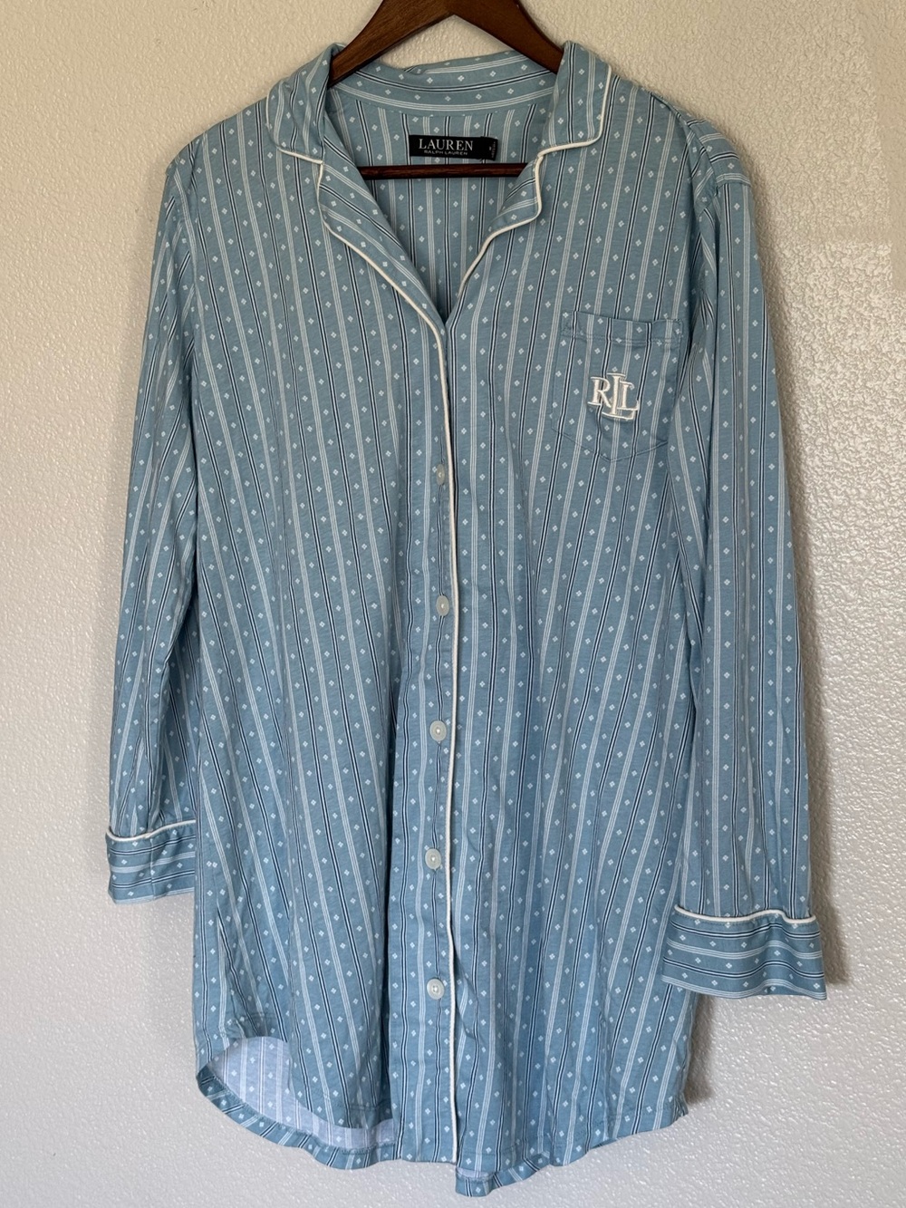 Ralph Lauren Light Blue Striped & Dotted Button-Down Shirt